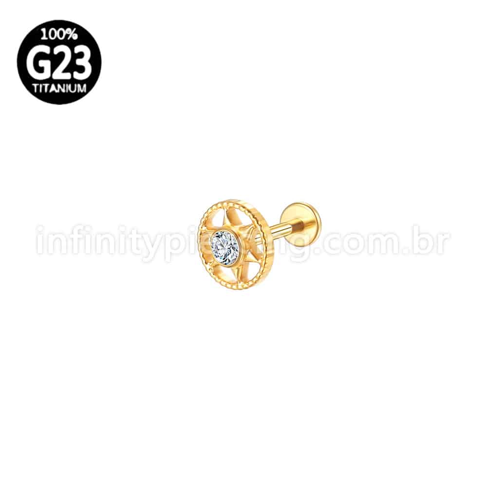 Piercing Labret Titânio Estrela Zircônia