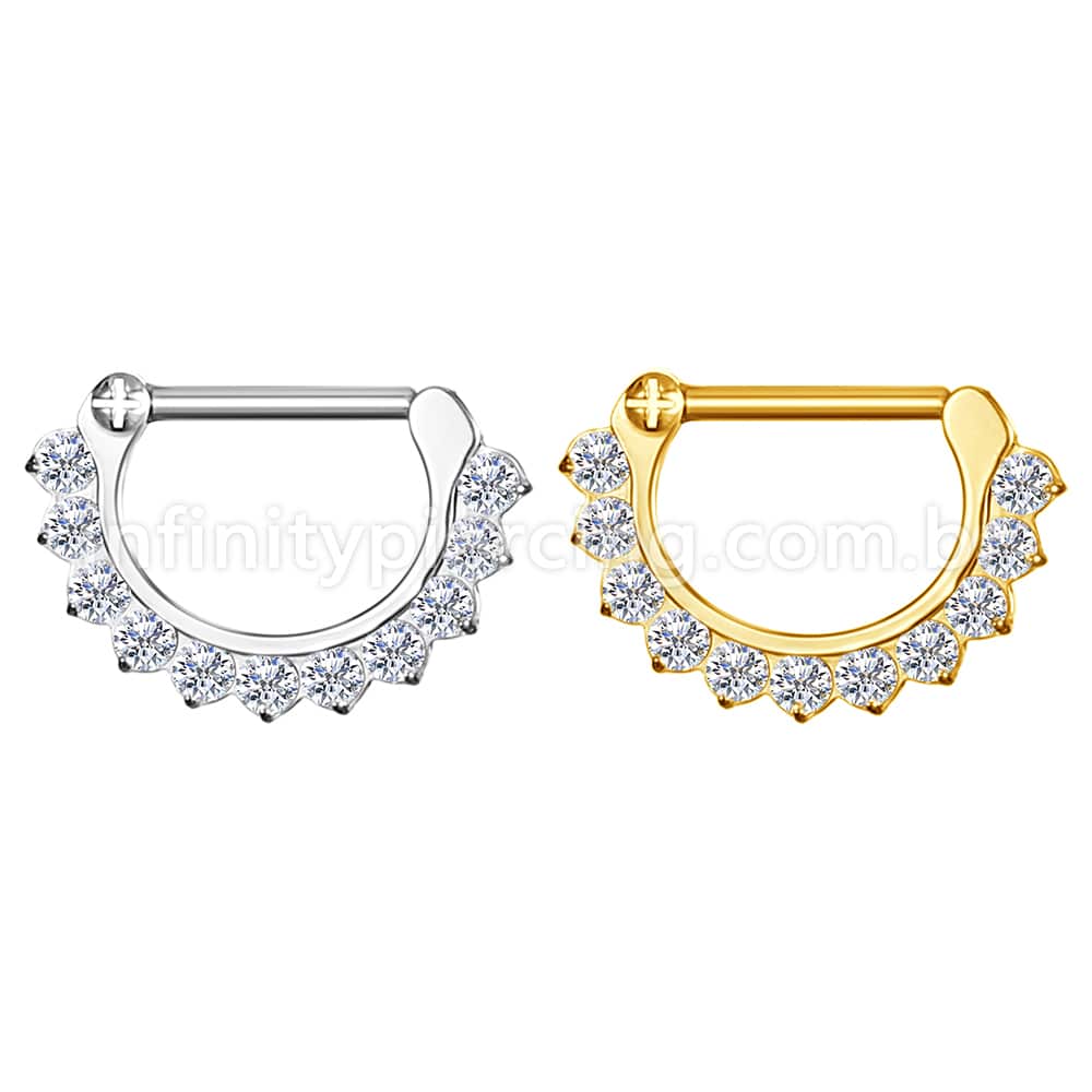 Piercing Meia Argola Aço cirúrgico Segmento Articulado Zircônia