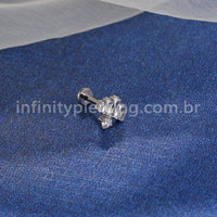 Piercing Labret Titânio Zircônia Cravejada