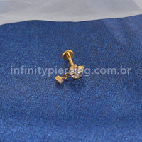 Piercing Labret Titânio Trio Com Pingente Zircônia