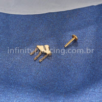Piercing Labret Aço Cirúrgico Nuvem Com Mini Correntes