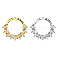 Piercing Argola  Aço Cirúrgico Segmento Articulado Zircônias Oval