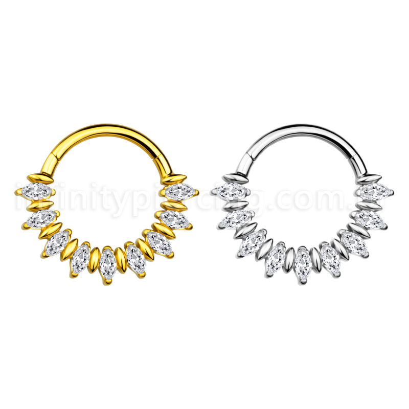 Piercing Argola  Aço Cirúrgico Segmento Articulado Zircônias Oval