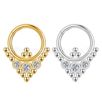 Piercing Argola Aço Cirúrgico Segmento Articulado 3 Pedras Zircônia
