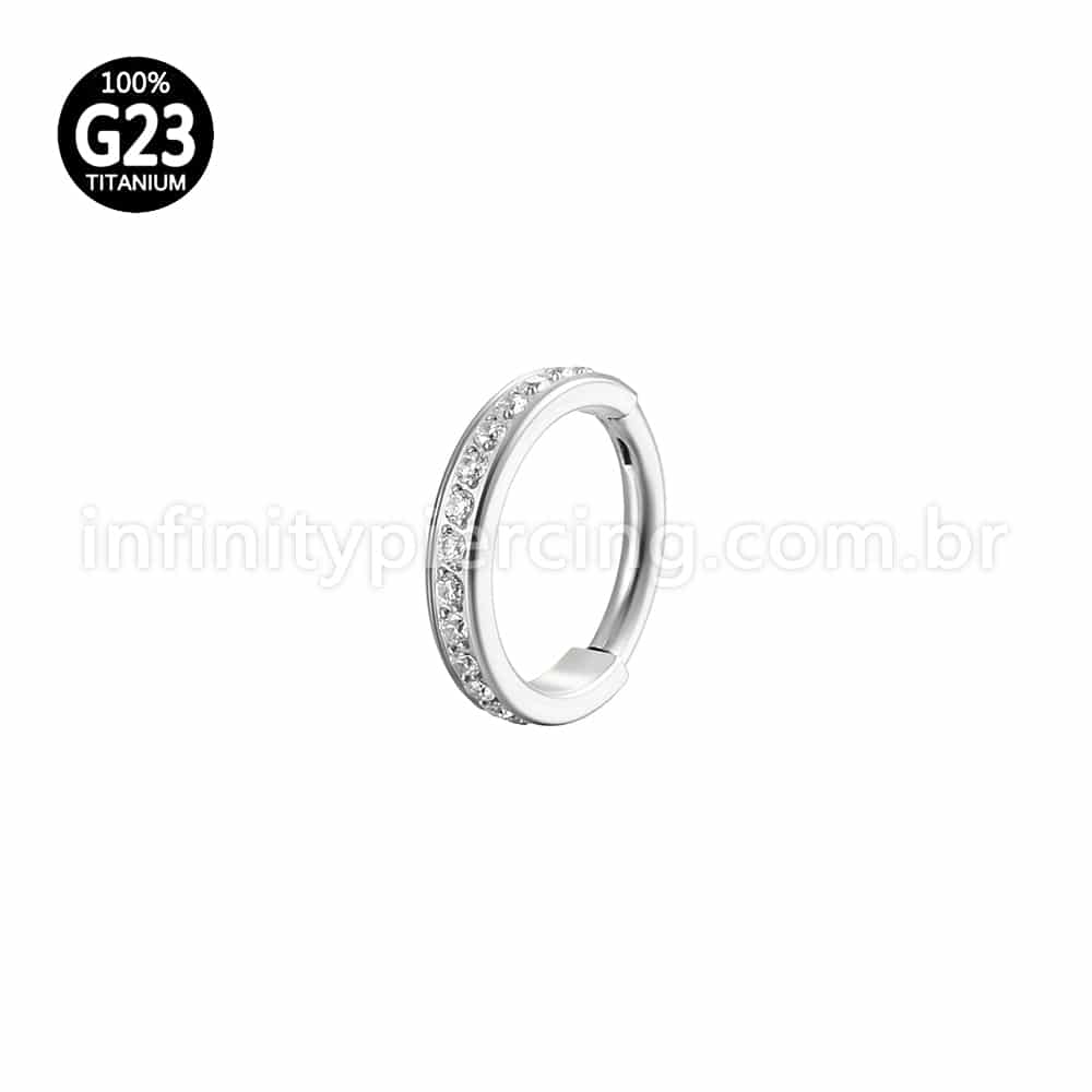 Piercing Argola Titânio Segmento Articulado Zircônia Cravejada