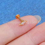 Piercing Labret Titânio Dinossauro Zircônia Cravejada
