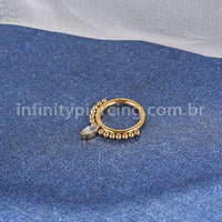 Piercing Argola Titânio Segmento Articulado Indiano Zircônia Cravejada
