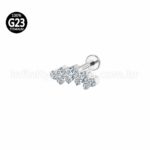 Piercing Labret Titânio Cluster Zircônias Cravejadas