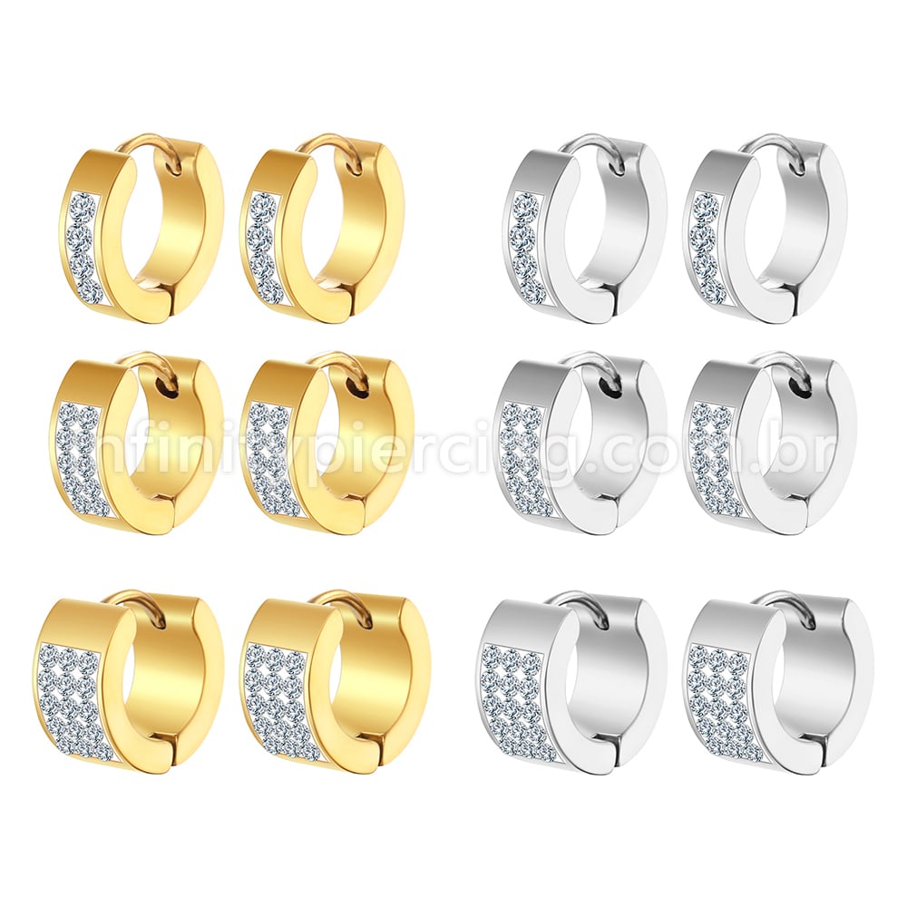 Argola Aço Inoxidável Strass