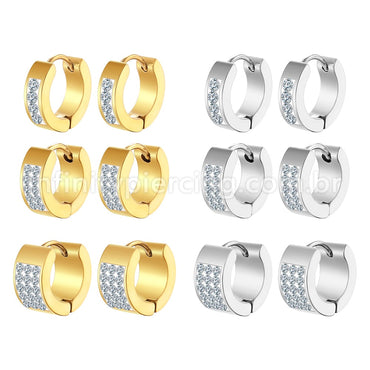 Argola Aço Inoxidável Strass