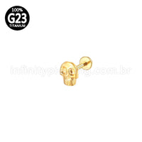 Piercing Labret Titânio Caveira