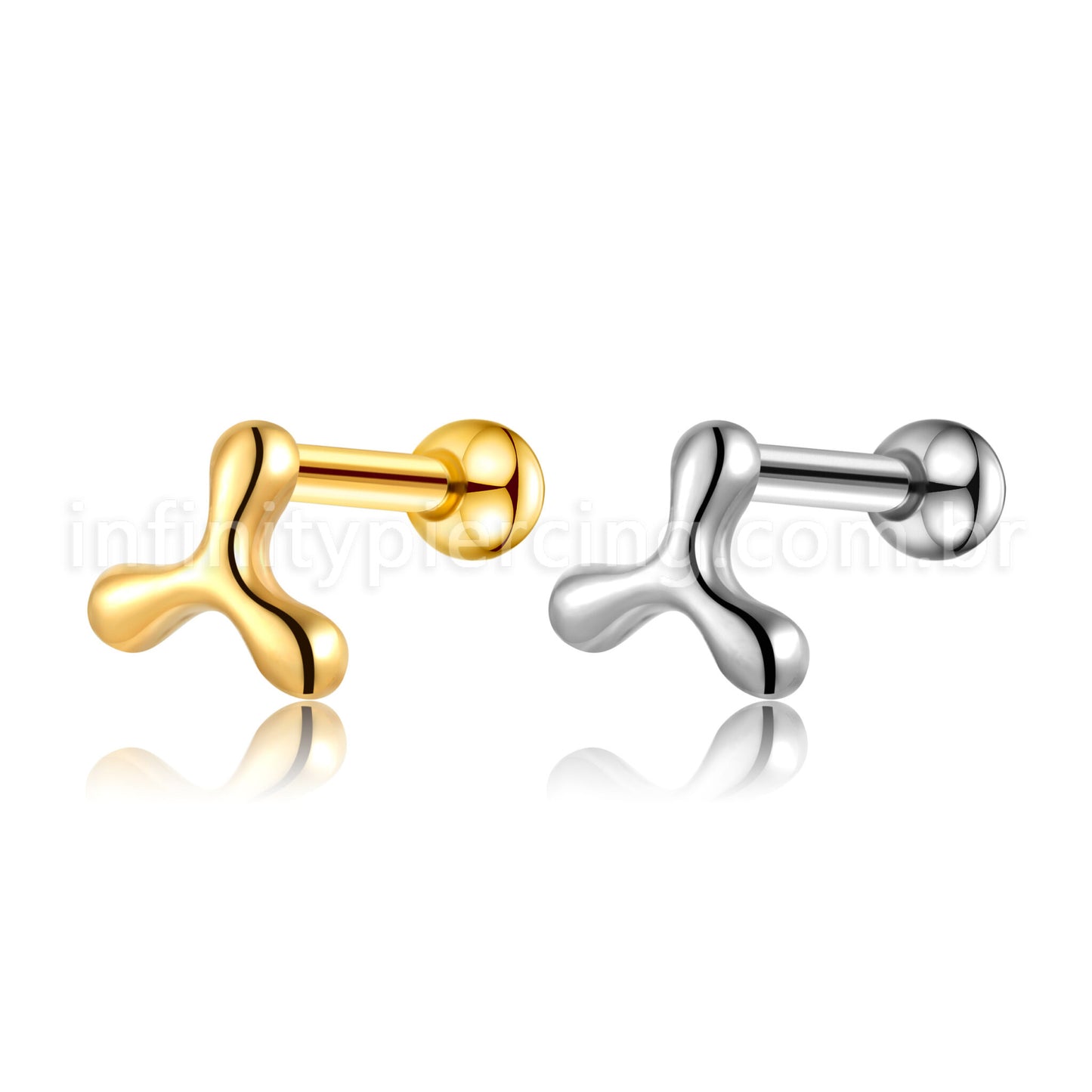 Piercing Minibarbell Aço Cirúrgico Três Lados
