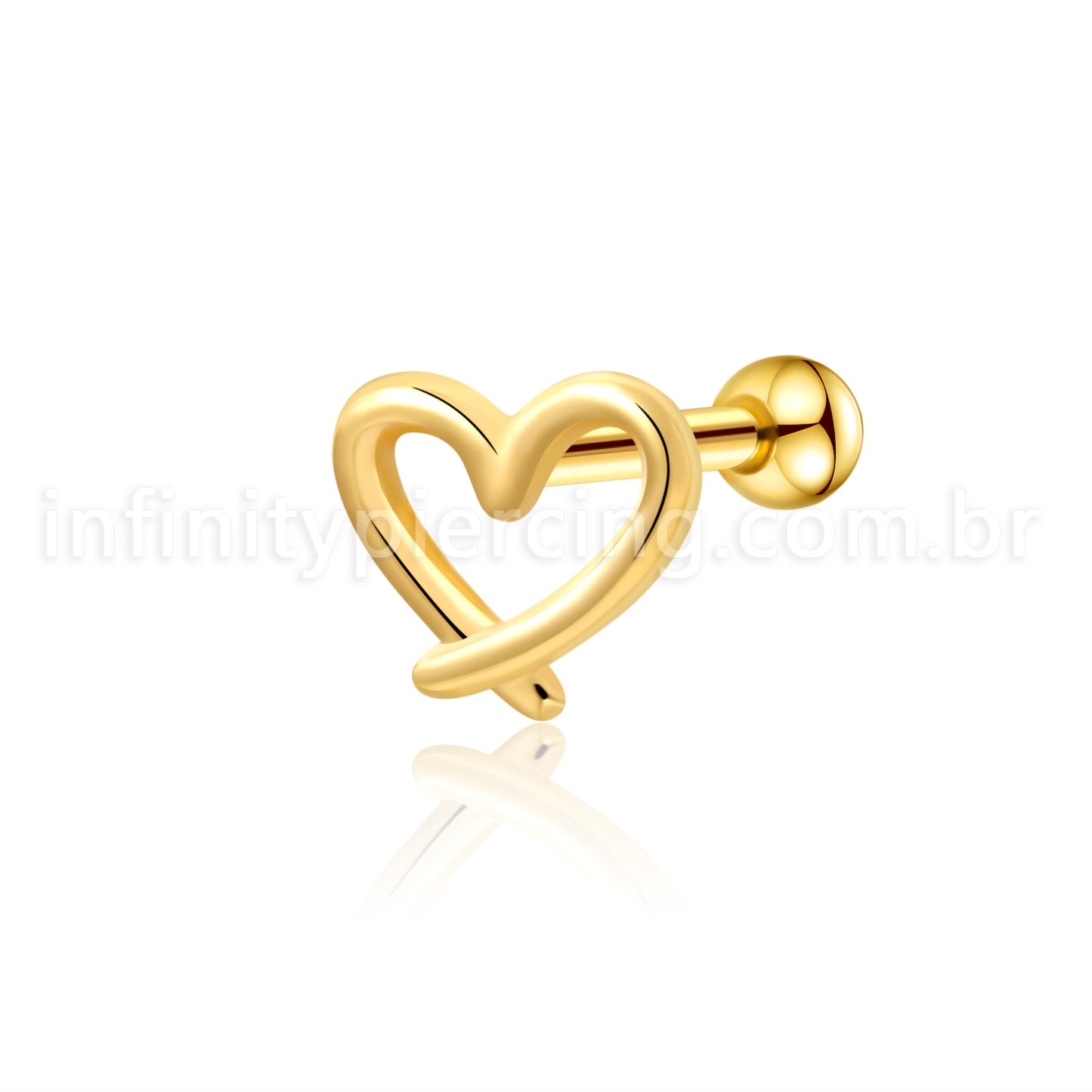 Piercing Minibarbell Aço Cirúrgico Coração Liso