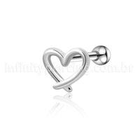 Piercing Minibarbell Aço Cirúrgico Coração Liso