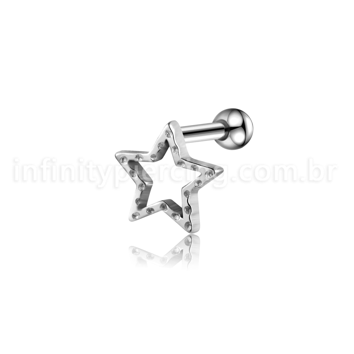 Piercing Minibarbell Aço Cirúrgico Estrela Vazado