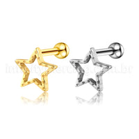 Piercing Minibarbell Aço Cirúrgico Estrela Vazado