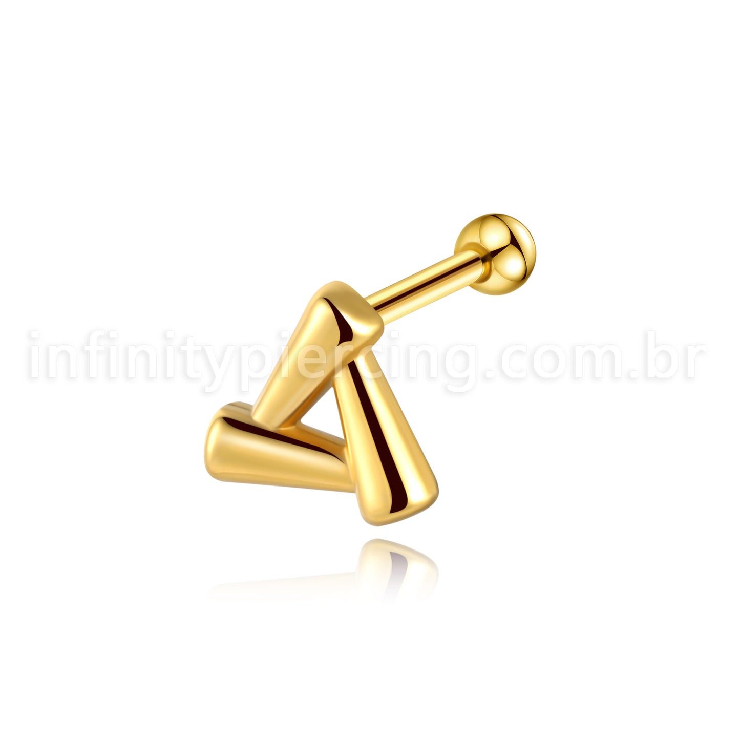 Piercing Minibarbell Aço Cirúrgico Triângulo Vazado Liso