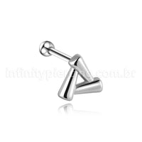 Piercing Minibarbell Aço Cirúrgico Triângulo Vazado Liso