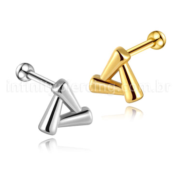 Piercing Minibarbell Aço Cirúrgico Triângulo Vazado Liso