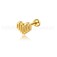 Piercing Barbell Aço Cirúrgico Coração Detalhado