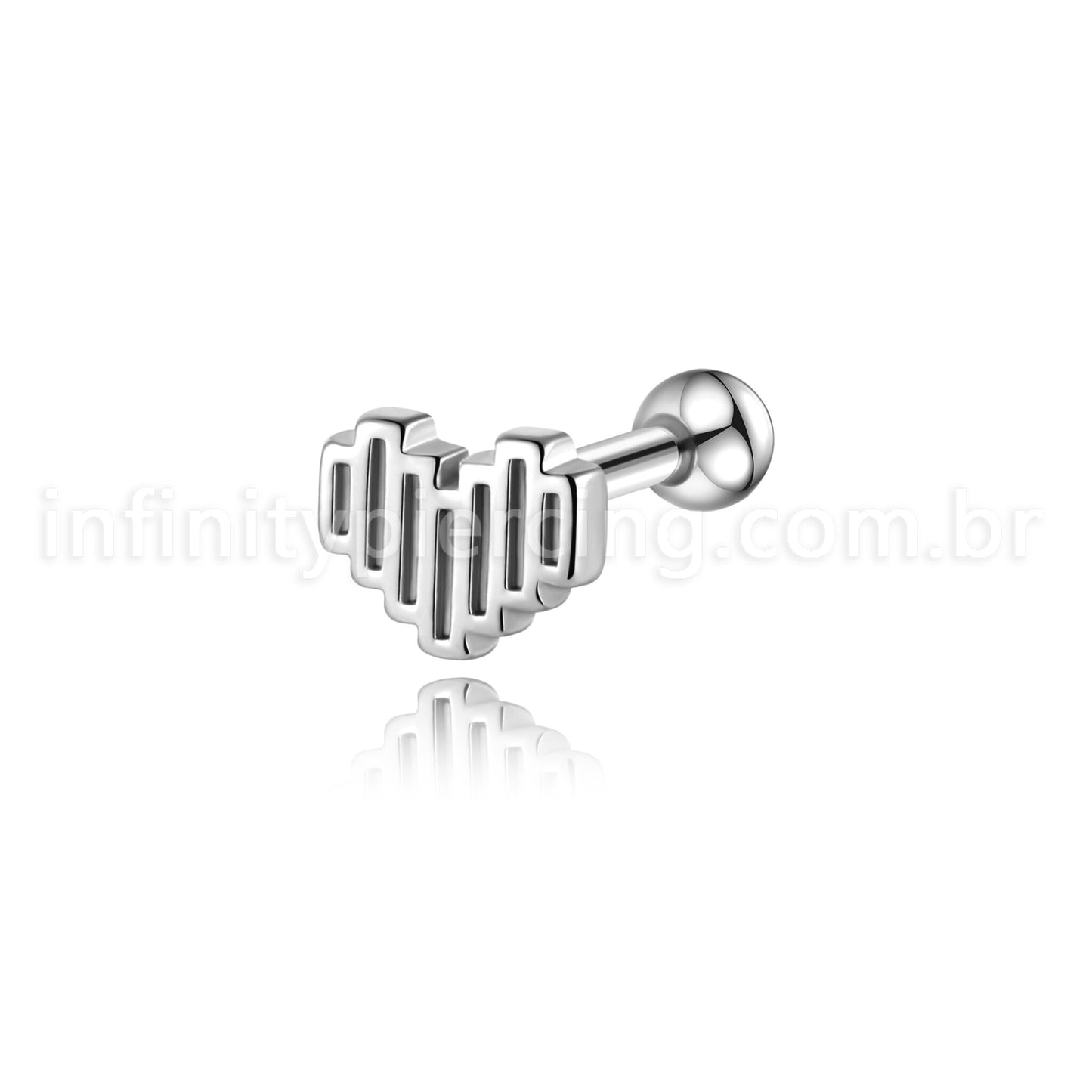 Piercing Barbell Aço Cirúrgico Coração Detalhado