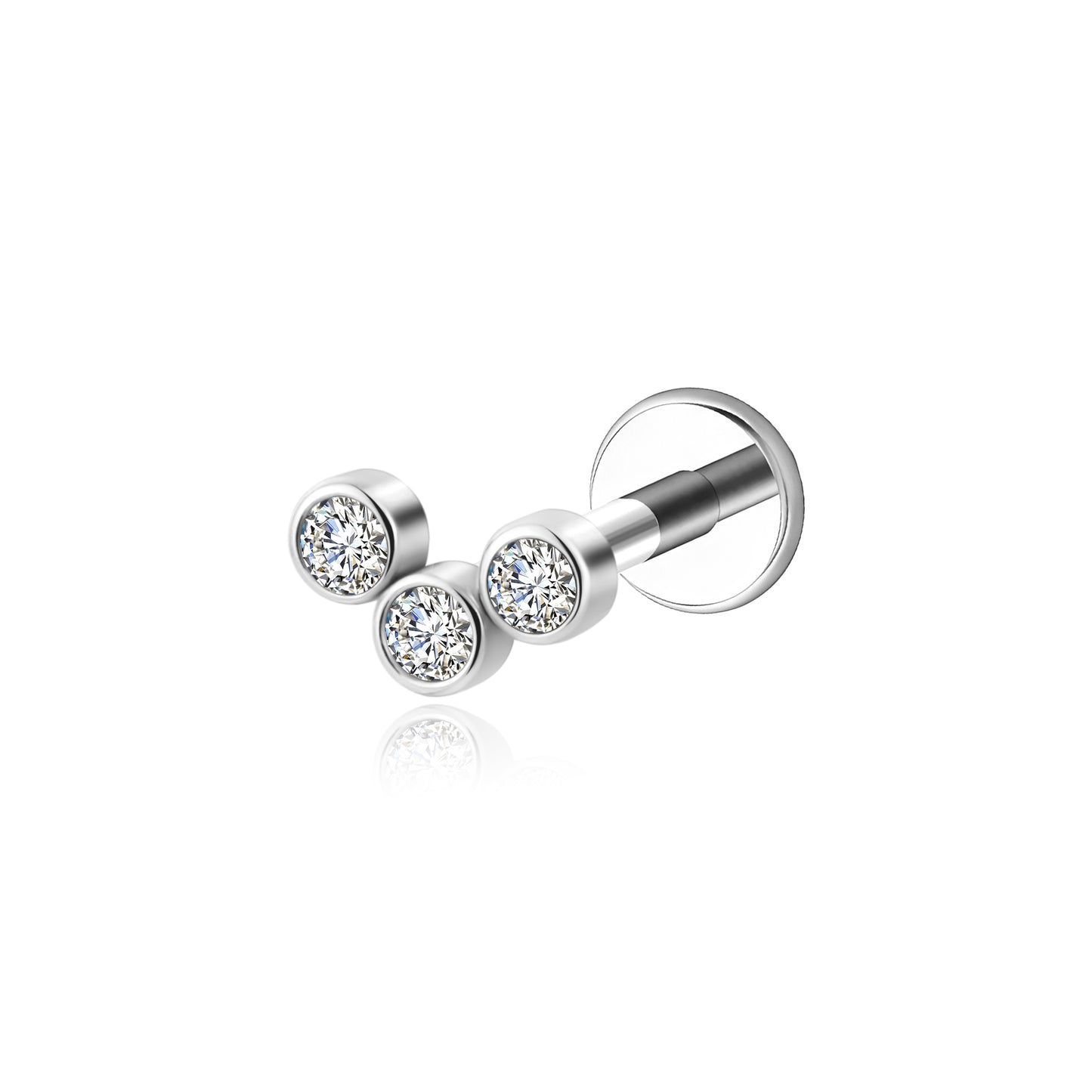 Piercing Labret em Titânio G23 com Zircônia Brilhante Estilo Diamante – Design Elegante e Sofisticado