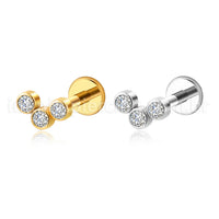 Piercing Labret em Titânio G23 com Zircônia Brilhante Estilo Diamante – Design Elegante e Sofisticado