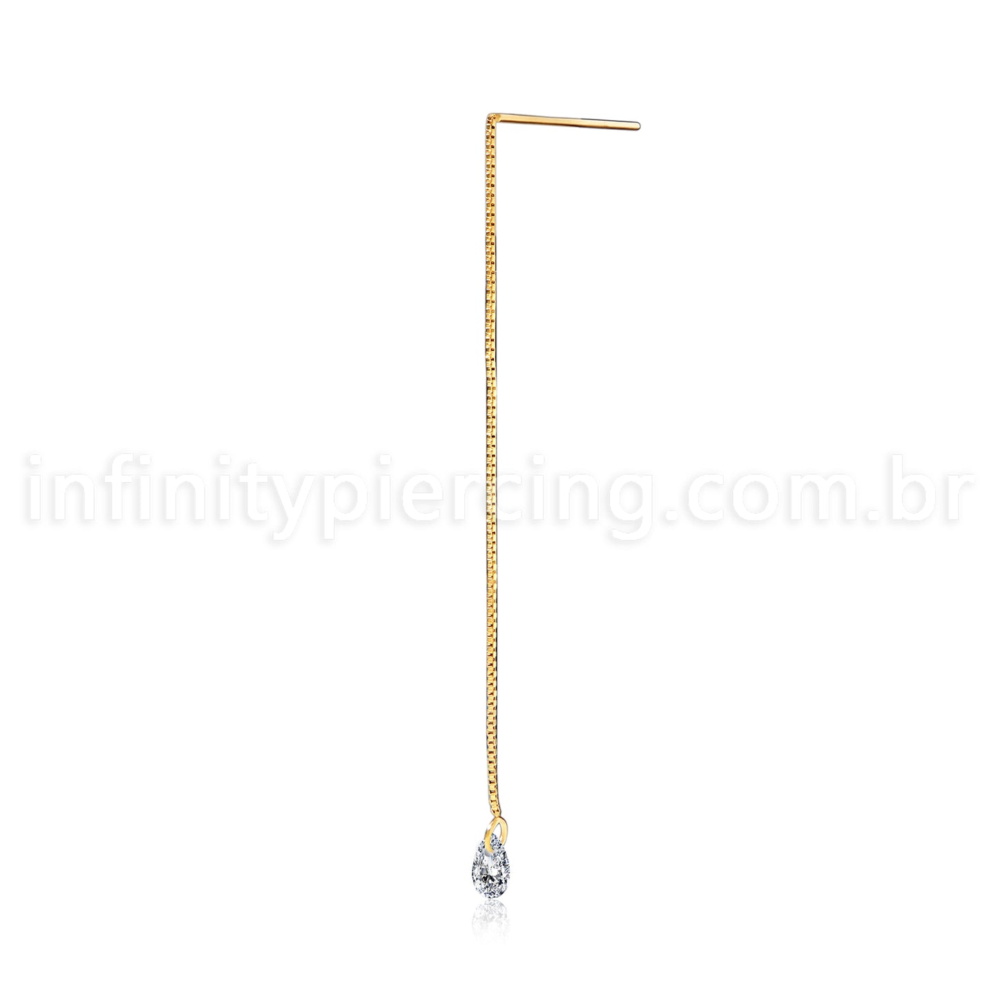 Piercing Palitinho Corrente Aço Cirúrgico Zircônia Gota