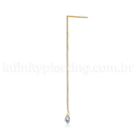 Piercing Palitinho Corrente Aço Cirúrgico Zircônia Gota
