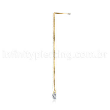 Piercing Palitinho Corrente Aço Cirúrgico Zircônia Gota