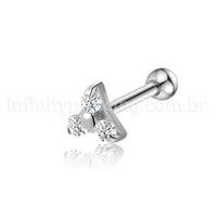 Piercing Barbell Aço Cirúrgico Trinity Zircônia