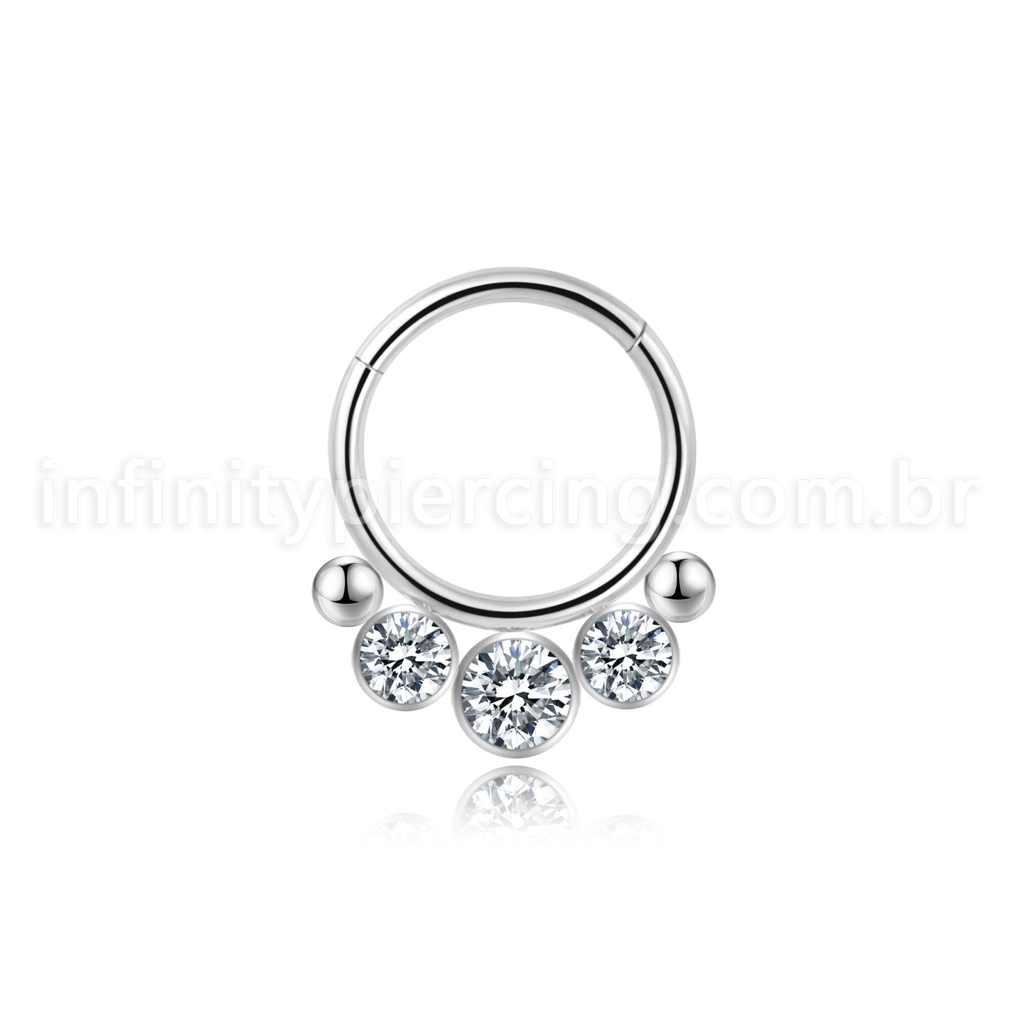 Piercing Argola Aço Cirúrgico 3 Zircônias