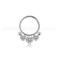 Piercing Argola Aço Cirúrgico 3 Zircônias