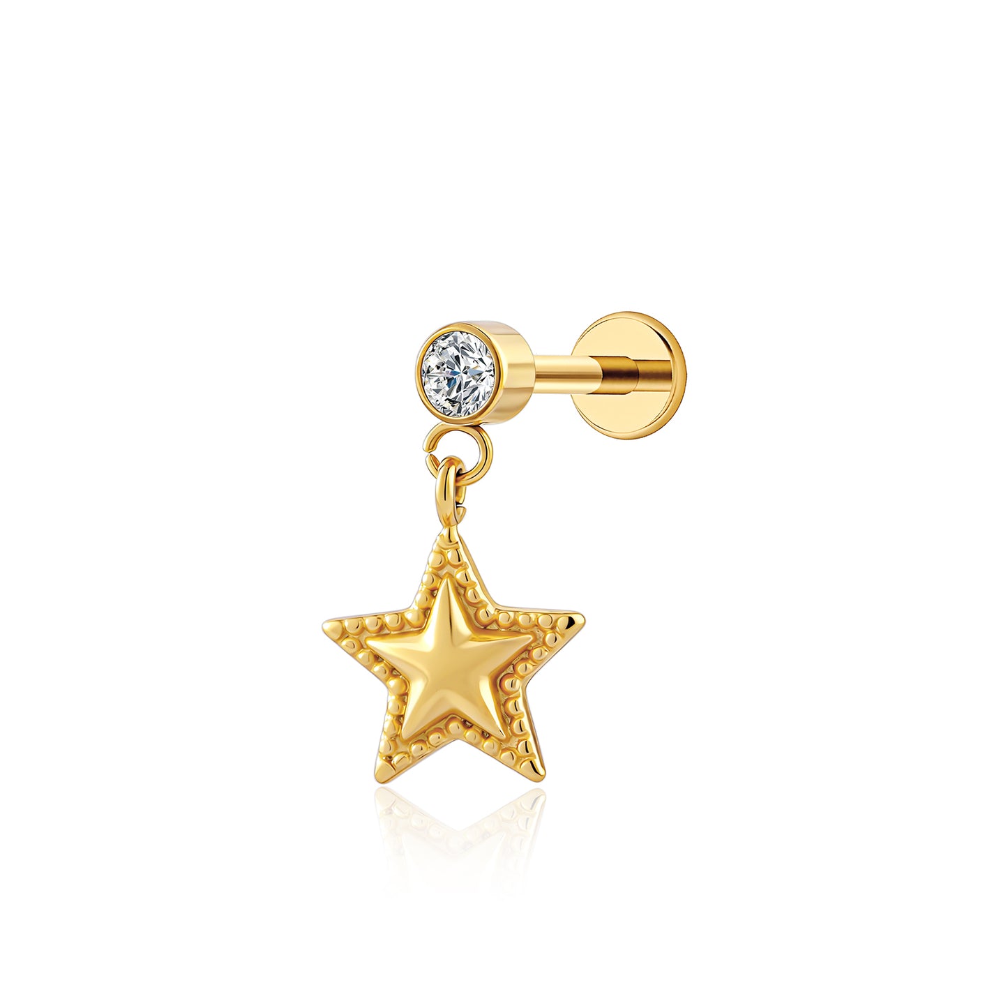 Piercing Minibarbell Aço Cirúrgico Com Pingente Estrela 11029 1.2X8