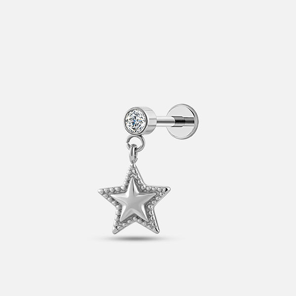 Piercing Minibarbell Aço Cirúrgico Com Pingente Estrela 11029 1.2X8