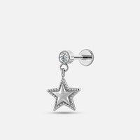 Piercing Minibarbell Aço Cirúrgico Com Pingente Estrela 11029 1.2X8