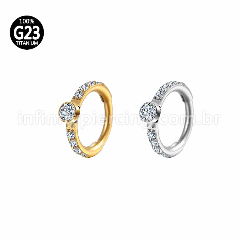 Piercing Argola Titânio Segmento Articulo Zircônia Redonda Cravejada