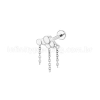 Piercing Labret Aço Cirúrgico Nuvem Com Mini Correntes