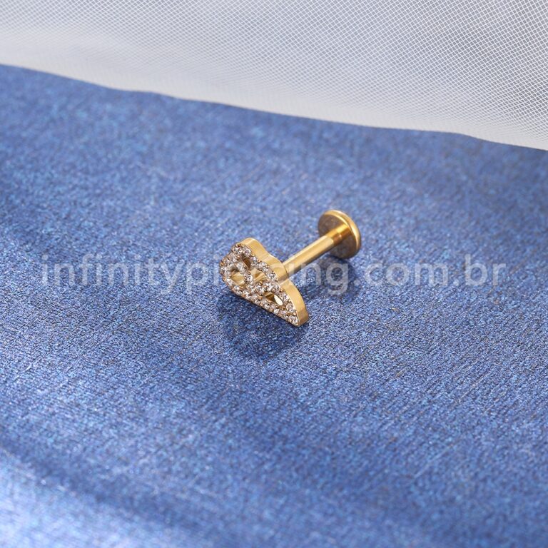 Piercing Labret Titânio Meia Asa Zircônia