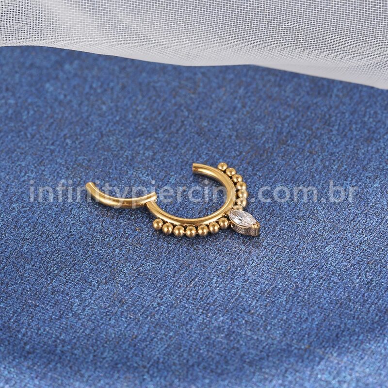 Piercing Argola Titânio Segmento Articulado Indiano Zircônia Cravejada