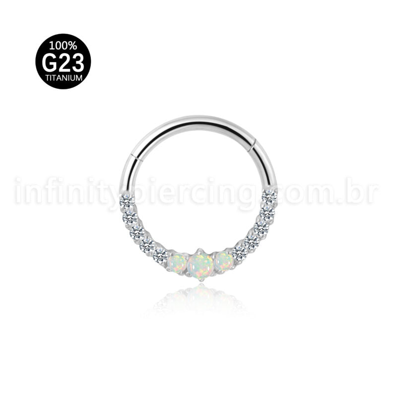 Piercing Argola Titânio Segmento Articulado Zircônia Cravejada Frontal