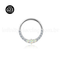 Piercing Argola Titânio Segmento Articulado Zircônia Cravejada Frontal