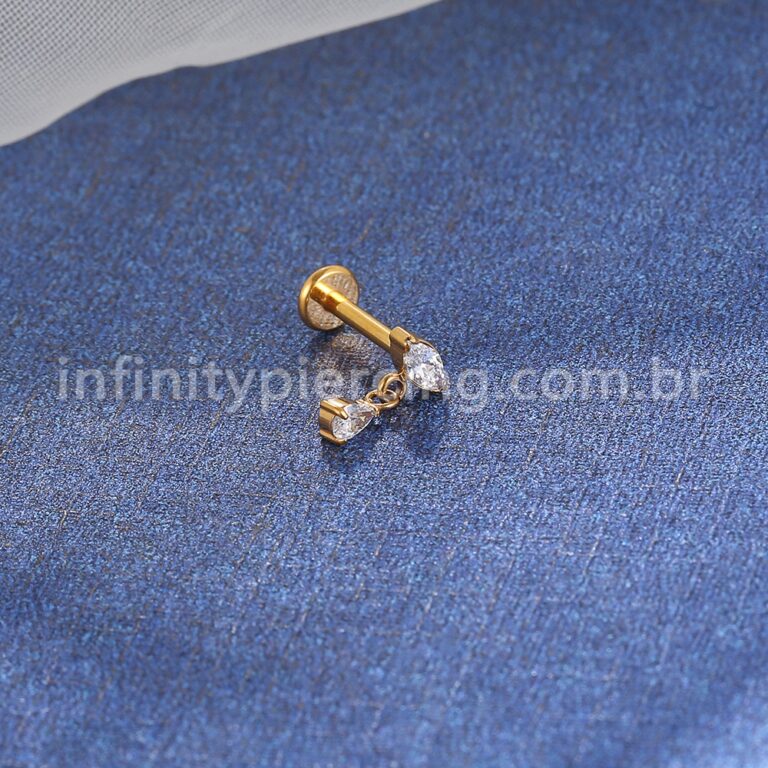 Piercing Labret Titânio Zircônia Oval Com Pingente