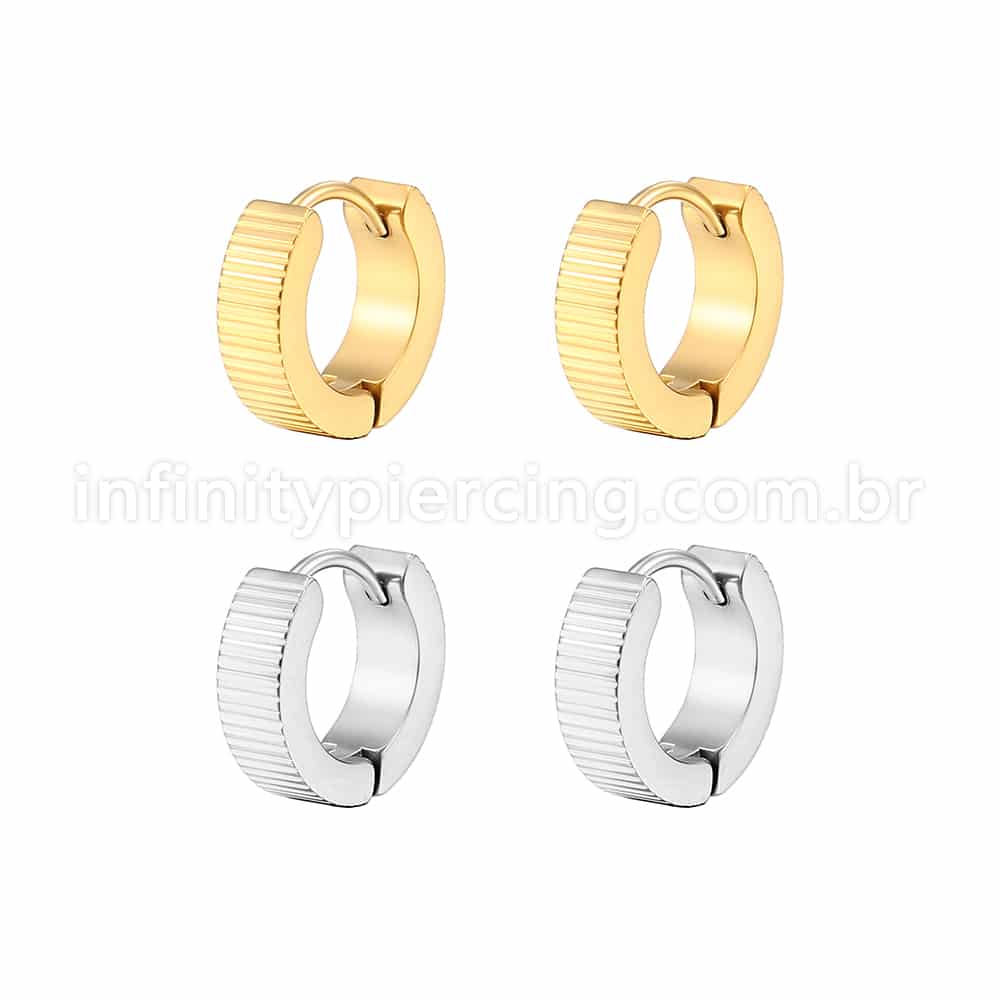 Argola Aço Inoxidável Detalhada Linhas