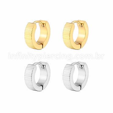 Argola Aço Inoxidável Detalhada Linhas