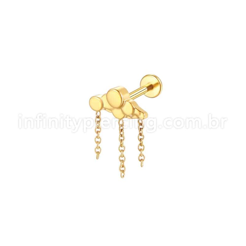 Piercing Labret Aço Cirúrgico Nuvem Com Mini Correntes