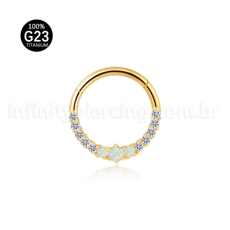 Piercing Argola Titânio Segmento Articulado Zircônia Cravejada Frontal