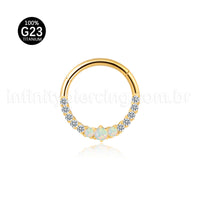 Piercing Argola Titânio Segmento Articulado Zircônia Cravejada Frontal