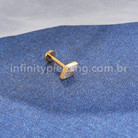 Piercing Labret Titânio Losango 2 Zircônias