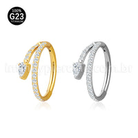 Piercing Argola Titânio Segmento Articulado Zircônia Cravejada